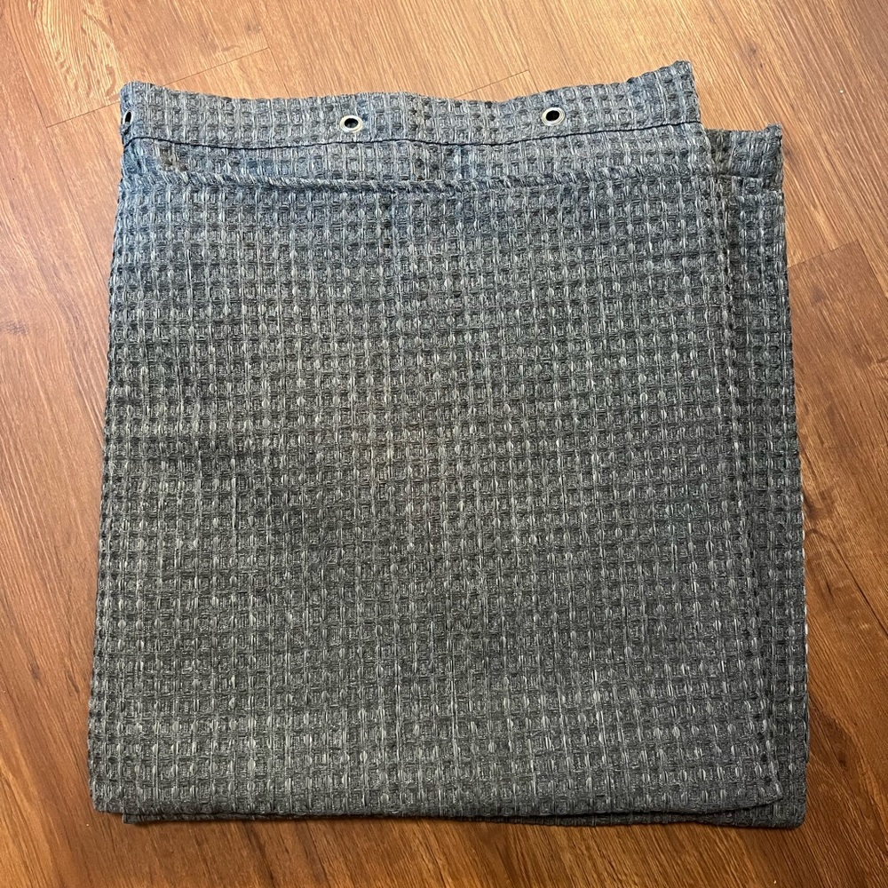 Grey waffle shower curtain